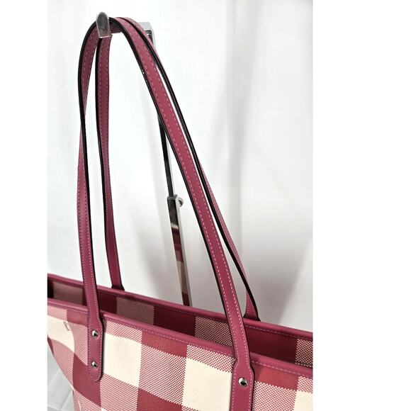 Coach City Zip Tote in Multi-Pink Plaid Print Style F66929 - Picture 15 of 16